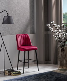 Hanah Home Vento - Juego de 2 Taburetes de Bar Rojo Claret y Negro